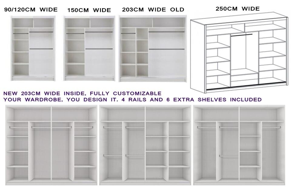 High Quality New York 2 Or 3 Door Sliding Wardrobe Cupboard With