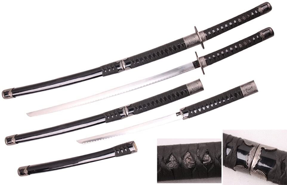 Black Or Red 42" Musashi Double Bladed Combo Samurai Katana & Wakizashi 2 Set