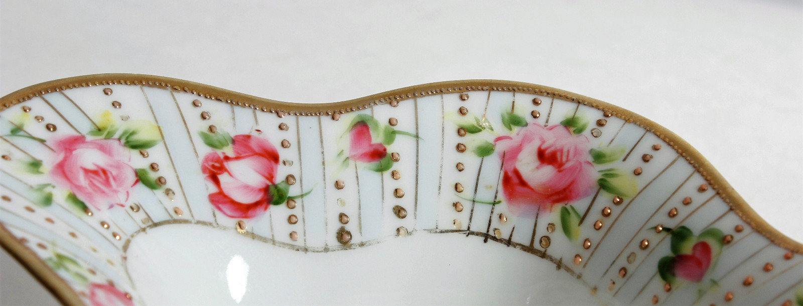 Nippon Serving Dish w/ Ladel Spoon Roses Vintage