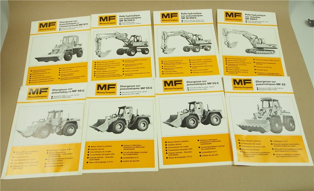 8 Prospekte Massey Ferguson MF 22 911 450c 55c 44c W450c W250c Chargeuse