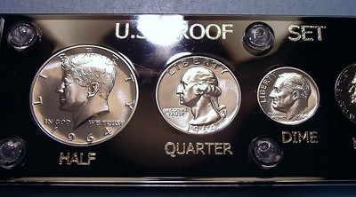 1964 U.S. MINT SILVER PROOF SET DEEP MIRROR COINS GORGEOUS in CAPITAL DISPLAY