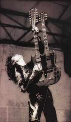 LED ZEPPELIN JIMMY PAGE GIBSON SG GUITAR WWII GERMAN CAP CONCERT PHOTO POSTER