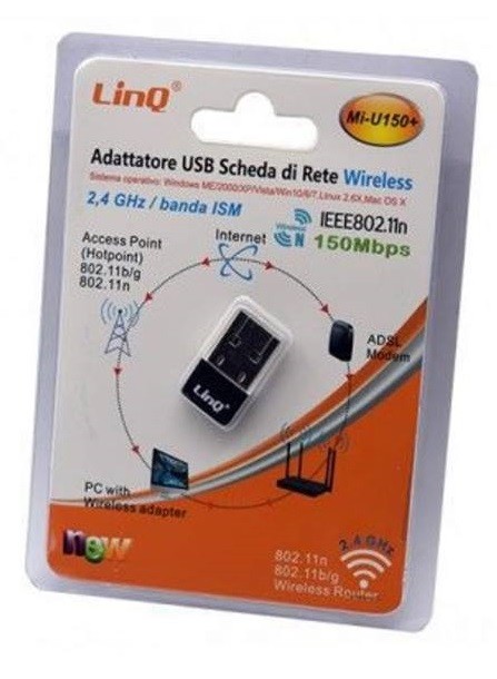 Adattatore Antenna Nano USB Wireless WiFi Chiavetta penna 150Mbps linq Mi-u150+ 1