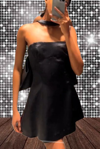 ZARA NEW24 BOW TRIM VOLUMINOUS SATIN EFFECT MINI DRESS sz S