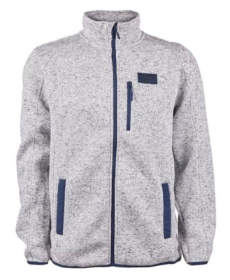 Reebok Men's Size 2XL Climb Full Zip Jacket Pure Grey Heather Vector Navy | $150