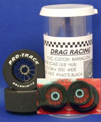 Pro Track ''Turbine Black'' 1 1/16'' x .500 wd Matching Rr & Ft 1/24 Slot Car Drag