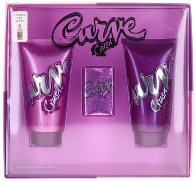 Curve Crush By Liz Claiborne For Women Set:Mini Parfum+BL+Bath & SG Shopworn New