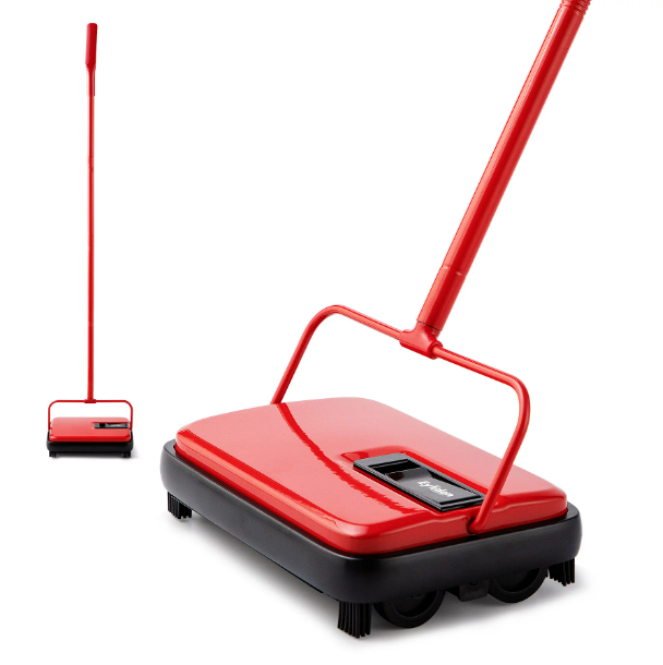 Eyliden Hand Push Carpet Sweeper Non-Electric Easy Manual Sweeping Automatic Red