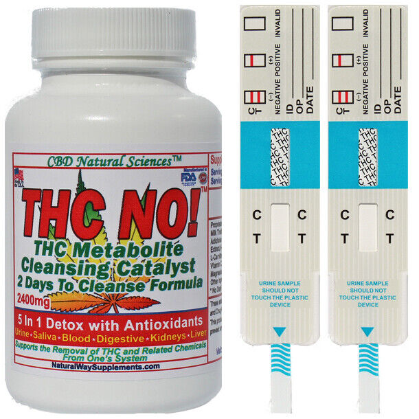 THC Detox Fast 2 Days to Cleanse THC, 2 Marijuana Test Strips Included - THC NO!