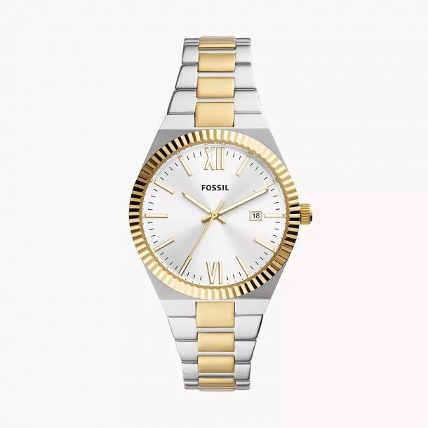 Fossil Womens Scarlette Three-Hand Date Two-Tone Stainless Steel Watch