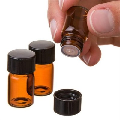 12pc 2 ml Amber Essential Oil Bottle with Orifice Reducer and cap 2017