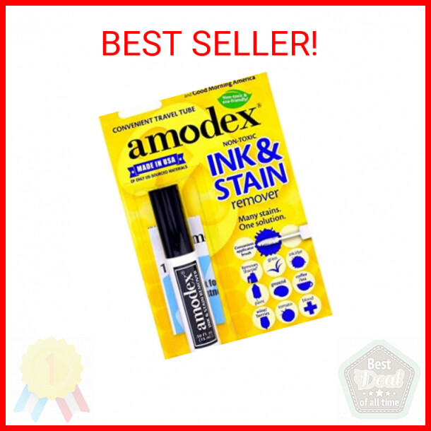 Amodex Ink & Stain Remover Traveler 0.5oz Bottle with Built-in Brush