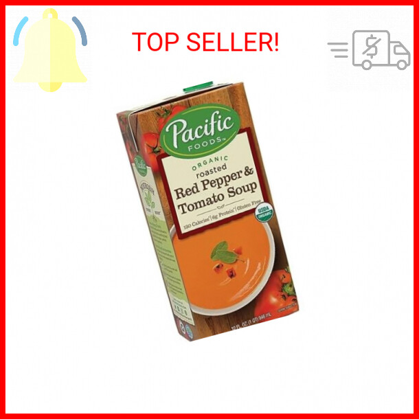 Pacific Foods Organic Creamy Roasted Red Pepper & Tomato Soup, 32 Ounce Resealab