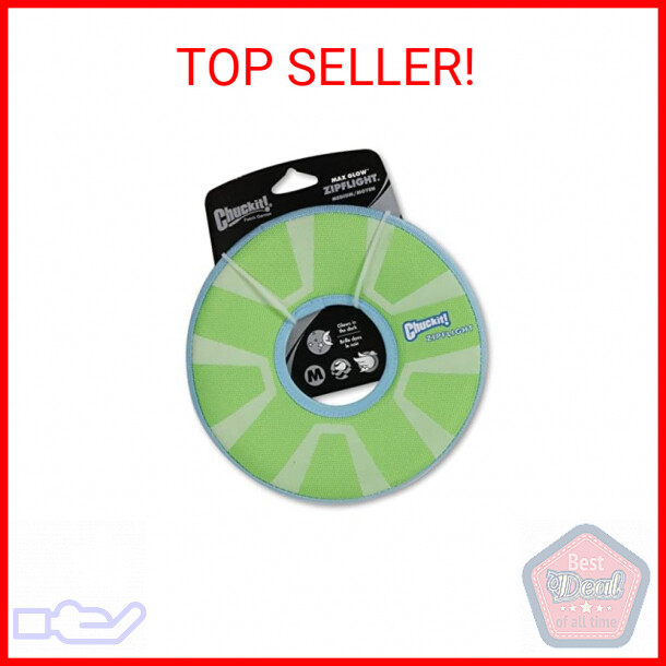 Chuckit! Max Glow Zipflight Medium Flying Disc Dog Toy, 8.5"