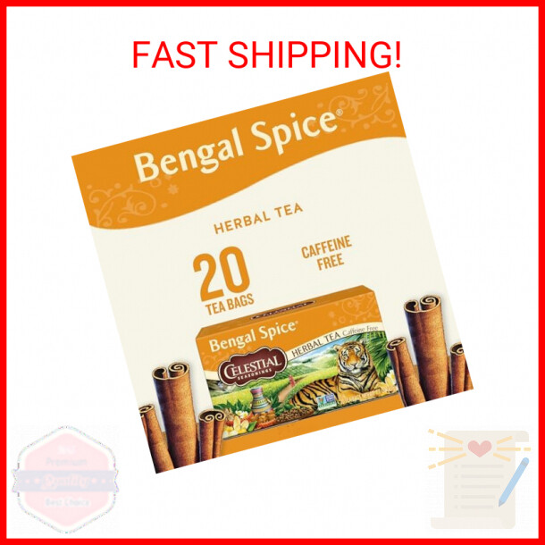 Celestial Seasonings Bengal Spice Herbal Tea, Caffeine Free, 20 Tea Bags Box, (P