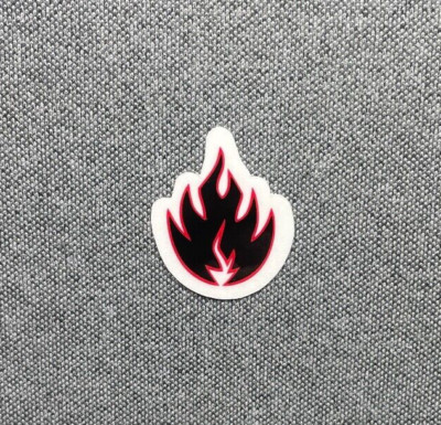Black Label Black/Red Flame Skateboard Sticker 1.25''