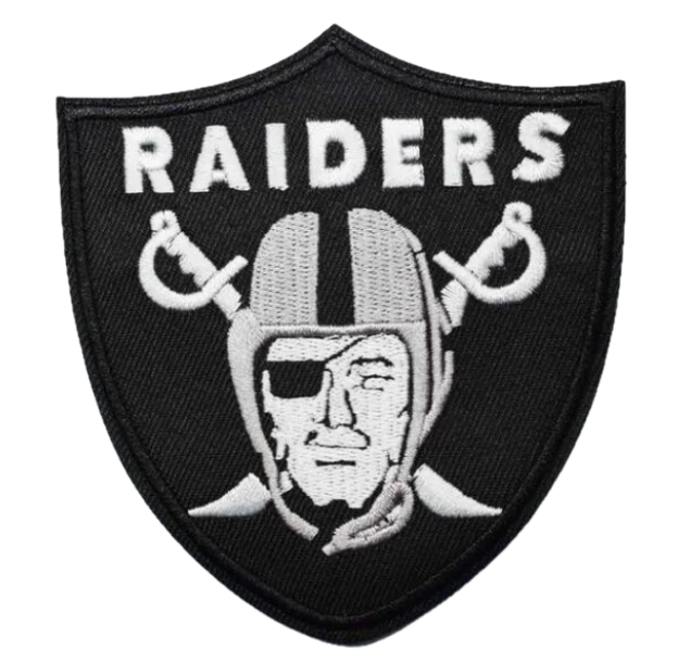 USA製 NFL RAIDERS ロゴ 刺繍 スウェット ストライプ柄 Us L LAS VEGAS RAIDERS - BLACK SHIELD - NFL FOOTBALL