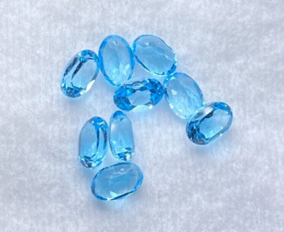 5.11 CTS, 9 PCS, 6 X 4 MM SWISS BLUE TOPAZ, OVAL CUT, VVS/VS QUALITY, BRAZIL