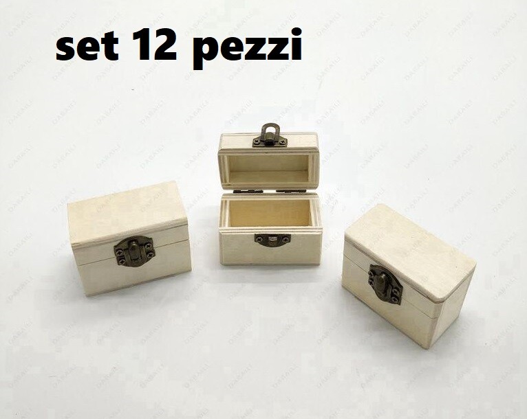 Set 12 Scatoline In Legno Decoupage Portagioie Scatola Cofanetto Rettangolar bal