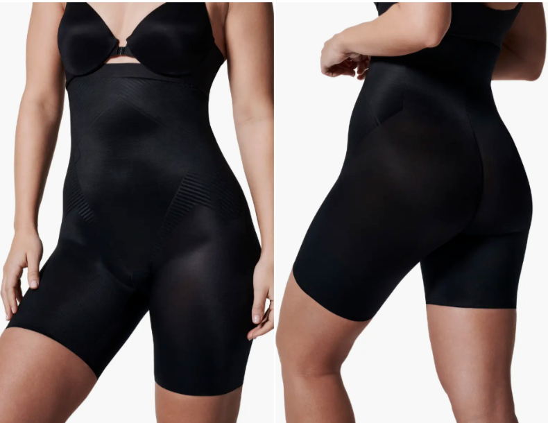 

SPANX Thinstincts Черные легкие шорты 2.0 с высокой талией до середины бедра и живота, Черный