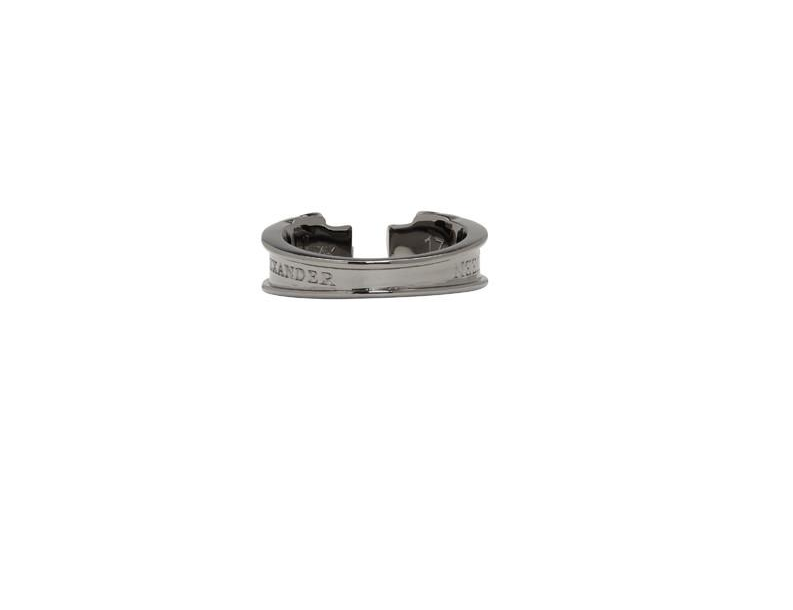 Pre-owned Alexander Mcqueen Men Gunmetal Thin Twin Skull Band Ring