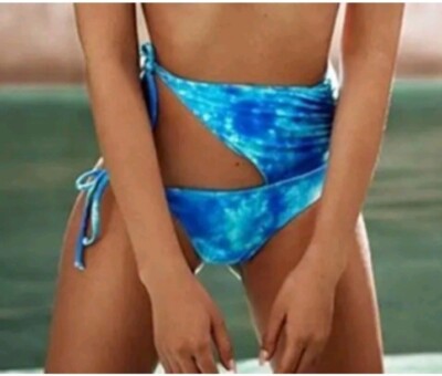 Nwt BEACH BUNNY x Chanel Iman Blue Tie Dye Swim Bikini Bottom Various Sizes