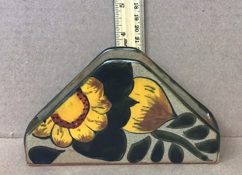 Napkin Holder Pottery Hand Painted | Ceramic Utensil Holder Sunflowers