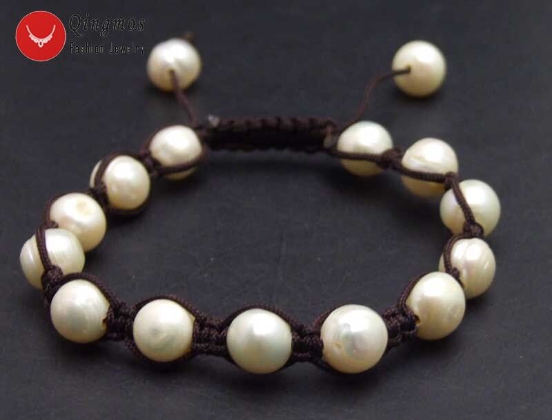 9-10 mm blanc naturel perle Bracelet Pour Femmes Chine soie Handwork Weave 7-10/"
