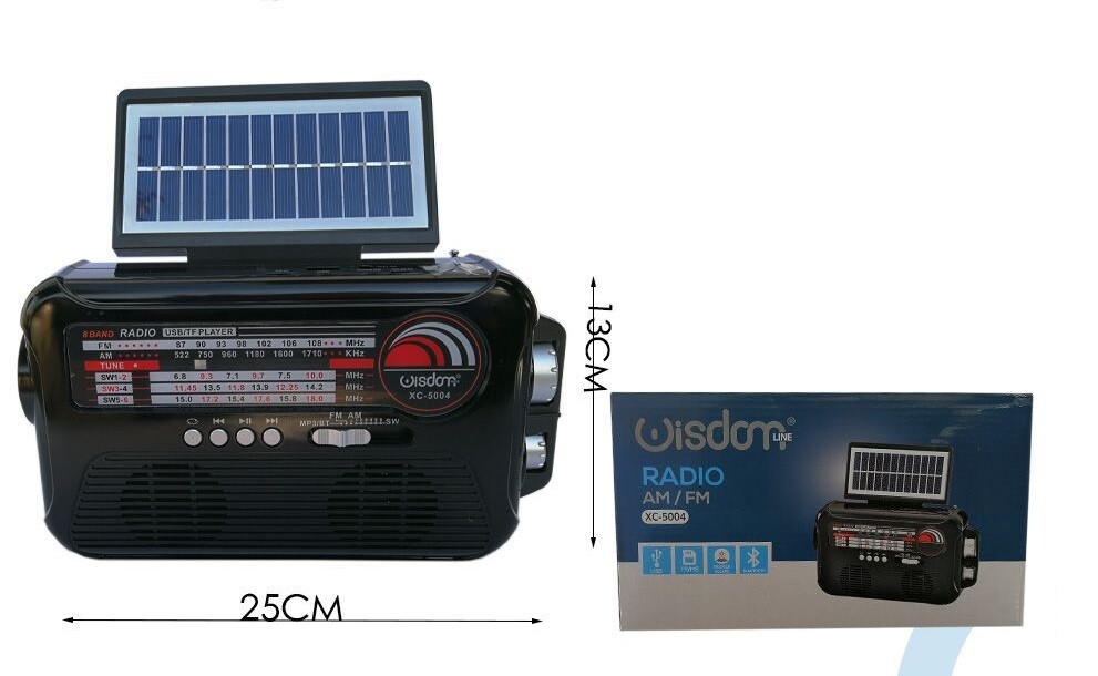 Radio Fm Am Portatile Ricarica Solare Speaker Bluetooth Microsd Usb Xc-5004 wis