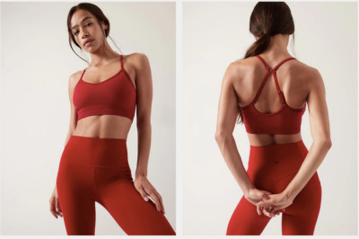 Athleta Renew Bra Womens Large A-C Sport Light Impact  Candy Red  Seamless NEW