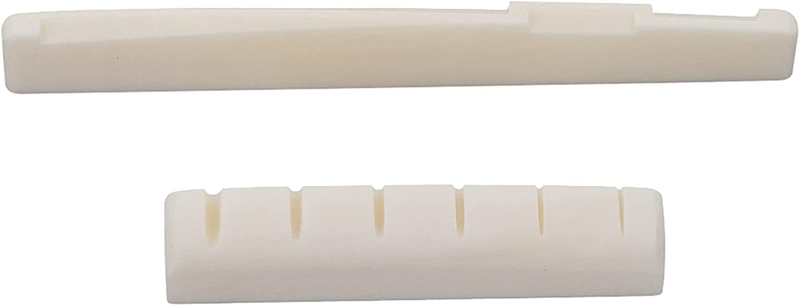 1 Sets 2Pcs Left Handed 6 String Acoustic Guitar Bone Bridge Saddle and Nut Set