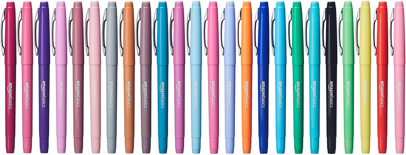 Felt Tip Marker Pens, 24-Pack, Assorted Colors