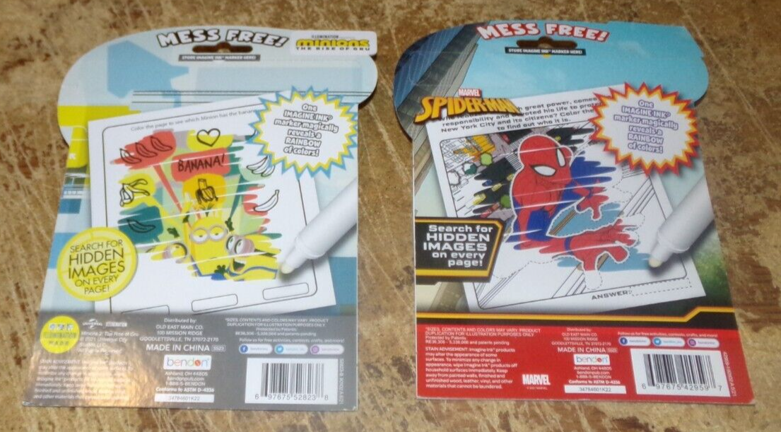 2-lot 2021 spiderman + minions markers and ink picture pads new