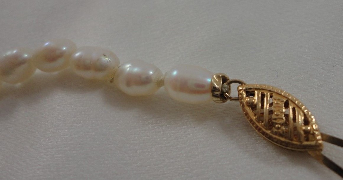 14K Yellow Gold Clasp Pearl Bracelet 6