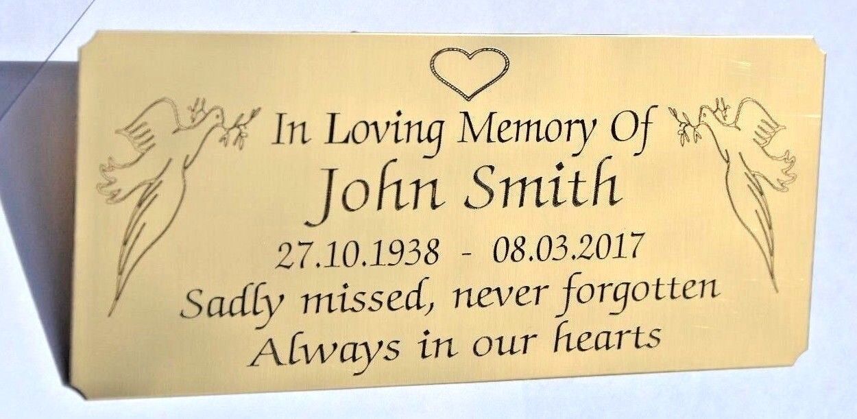 Buy MEMORIAL BENCH PLAQUE SOLID BRASS GRAVE MARKER SIGN 5 X 2 PERSONALISED