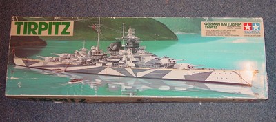 Vintage Tamiya 1350 Scale German Battleship Tirpitz Motorized Plastic Model Kit
