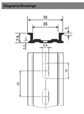 20 Pieces DIN Rail Slotted Aluminum RoHS 1 Meter Long 35mm 7.5mm 20 Meters Total