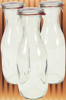 Weck 766 Juice Jars, 35.9 Ounce - Set of 3 Glass, Metal