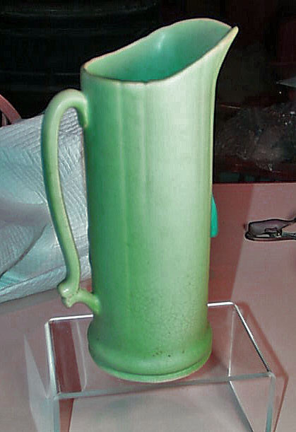 Huge, Tall & Mint Condition Weller Matte Green Pink Dogwood Pitcher