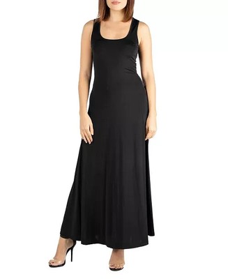 24seven Comfort Apparel Slim Fit A-Line Sleeveless Maxi Dress Women's S Black