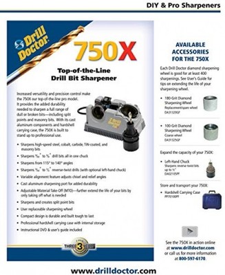 Drill Bit Sharpener 750X For High-Speed Steel Masonry Carbide Adjustable Angles