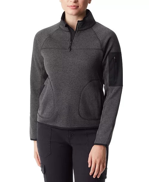 Bass Outdoor Mixed-Media Pullover Sweater Women's L Forged Iron Long Sleeve~