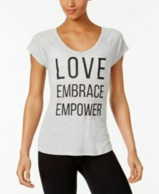 Womens T Shirt Love Embrace Empower Graphic Grey XXL IDEOLOGY $29 - NWT