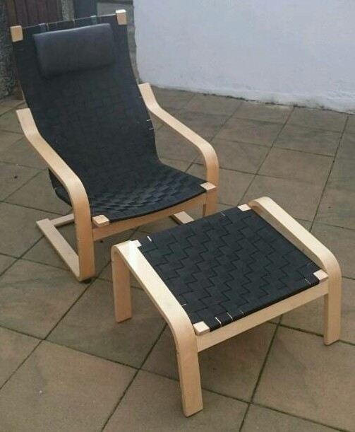 Ikea Poang chair plus footstool (black webbing version) | in Bloomfield