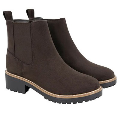Kensie Kayla Ladies' Size 7.5, Chelsea Faux Suede Boot, Brown, New without Box