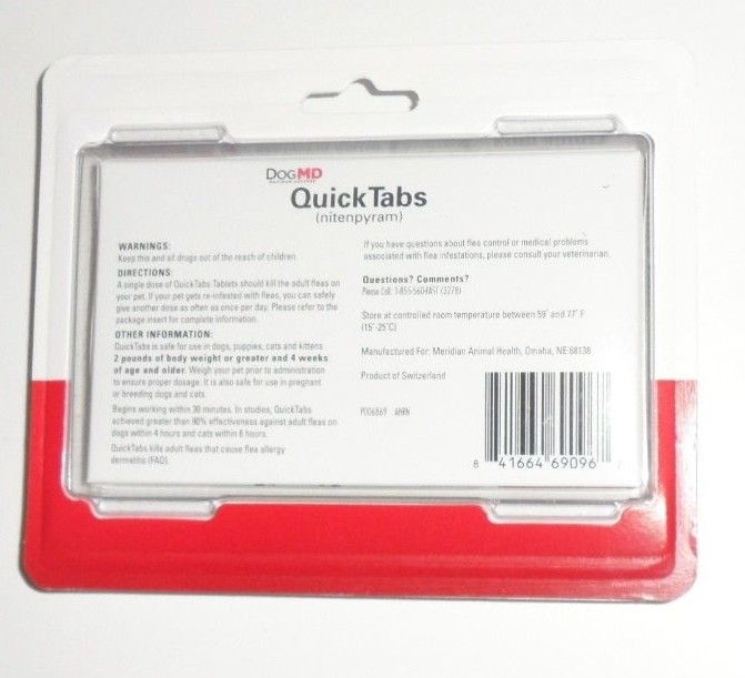 Dog MD Quick Tabs (Nitenpyram) Over 25 Lb Flea Treatment 6 Tablets FREE SHIP