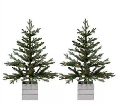 Target 2pk 3ft Pre-lit Artificial Christmas Tree Potted Balsam Fir White Lights