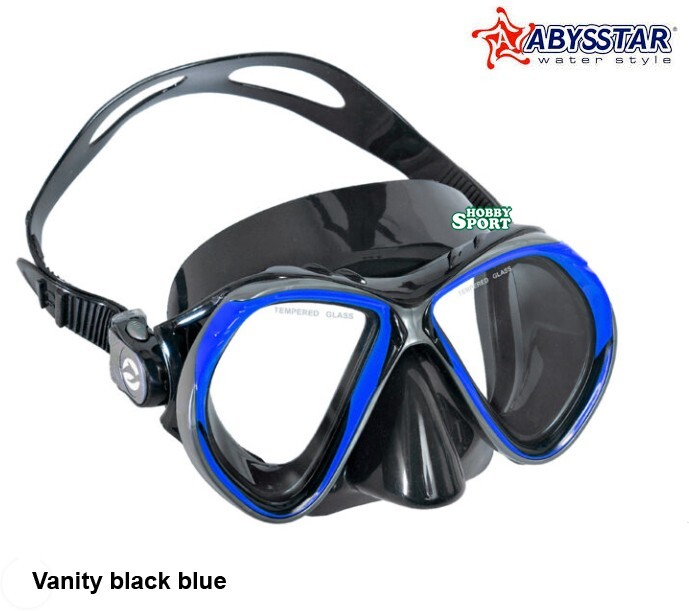 MASCHERA SUB ABYSSTAR VANITY BLACK BLUE SILICONE NERO   APNEA - SNORKELING 62939