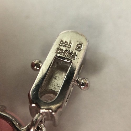 Beautiful Solid Sterling Silver Pink Gem Tennis Bracelet 22g, 7”