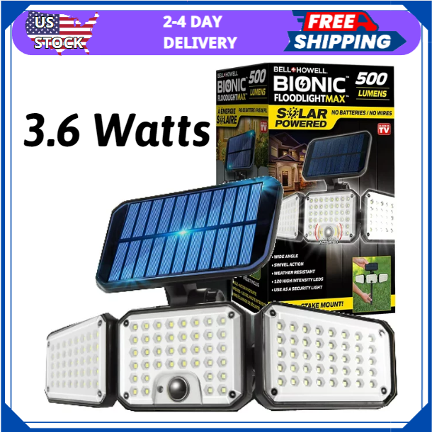 Bell+Howell Bionic Floodlight Max, Solar Powered LED Light, Motion activated